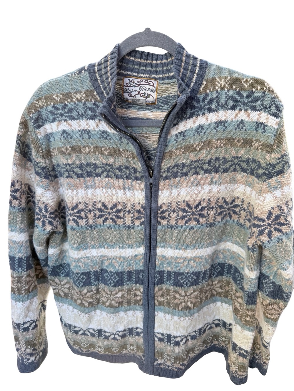 Vintage 2002 Zip Front Women’s Sweater Cardigan - Snowflake